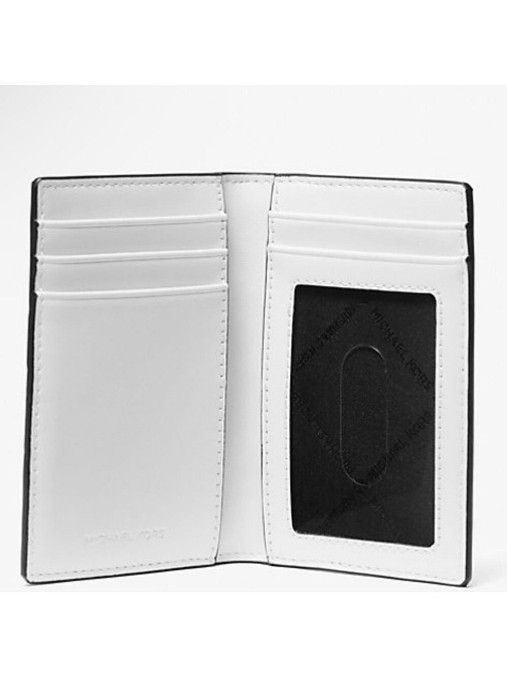 Michael Kors Signature Stripe Card Case Bifold Wallet Bright White NWT - Picture 2 of 3
